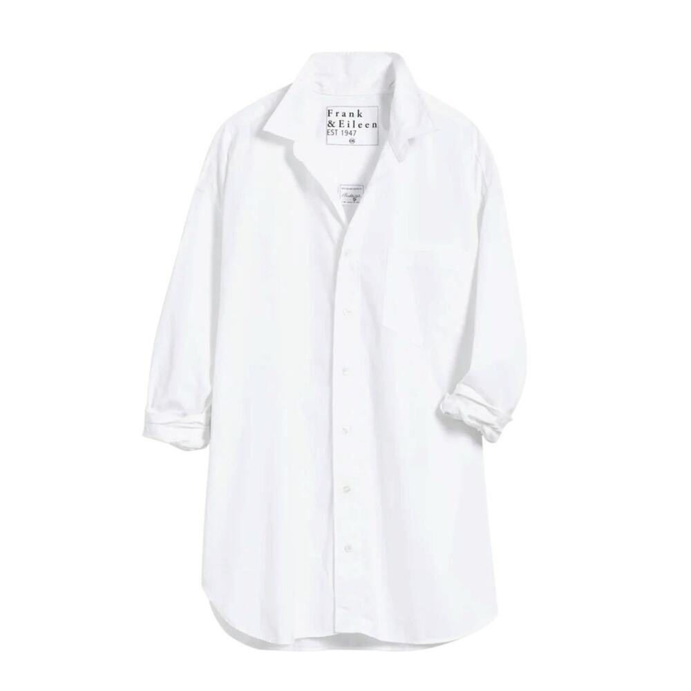 Frank & Eileen Mackenzie Linen Shirt White Oversized Size OS Button Up - Picture 11 of 11